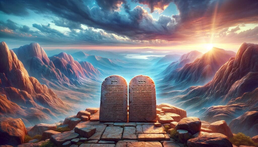 Commandments on a rock