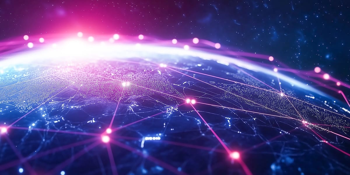 3D Business Network Concept with Server Rooms Connected to Highlight Digital Transformation and Technological Advancements in Business